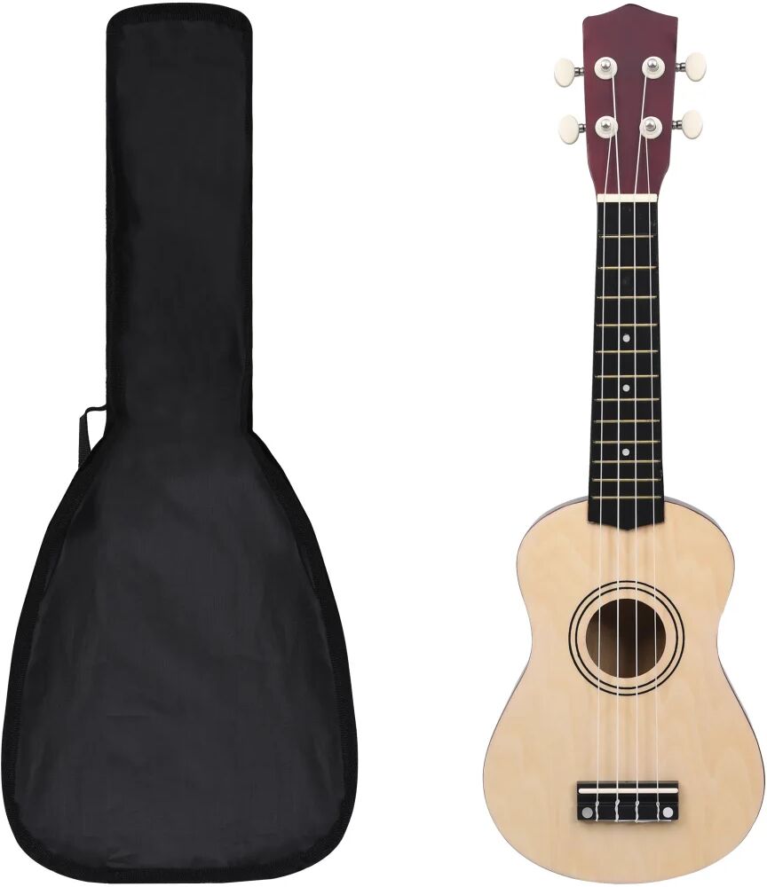 vidaXL Set ukulele soprano, cu husă, pentru copii, lemn deschis, 21