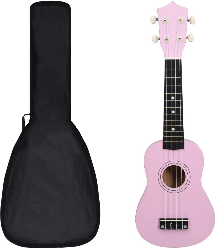 vidaXL Set ukulele soprano, cu husă, pentru copii, roz, 21