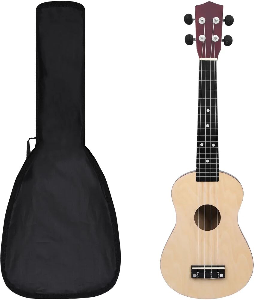 vidaXL Set ukulele Soprano pentru copii, cu husă, lemn deschis, 23