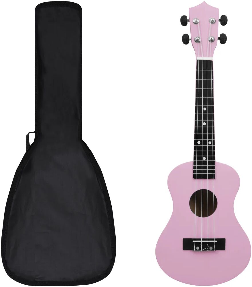 vidaXL Set ukulele Soprano pentru copii, cu husă, roz, 21