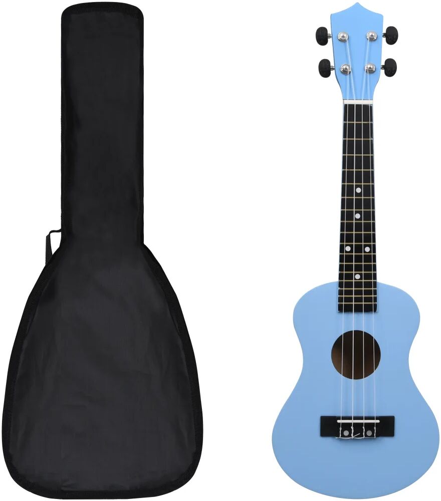 vidaXL Set ukulele Soprano pentru copii, cu husă, bleu, 23