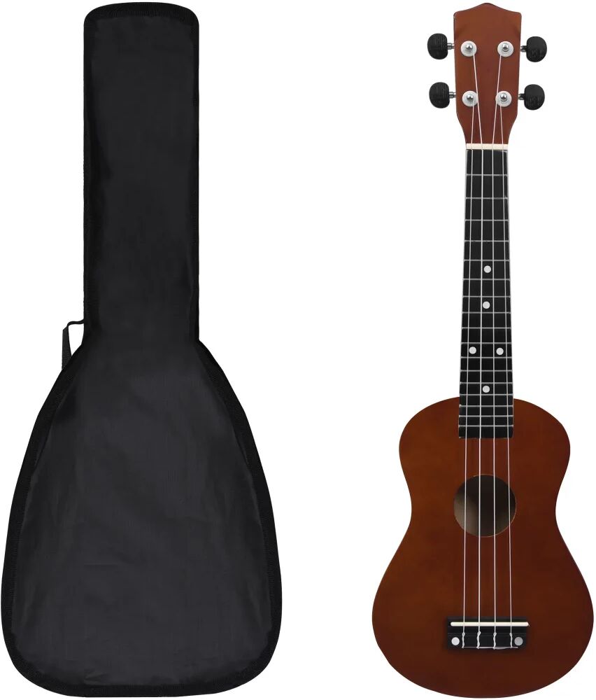 vidaXL Sopránové ukulele s taškou pre deti tmavé drevo 23"