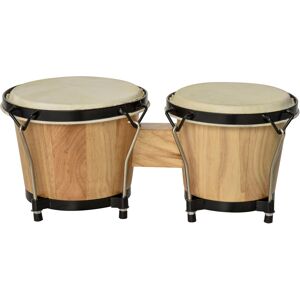 HOMCOM Wooden Bongo Drum Set w/ Sheepskin Drum Head, Percussion Instrument, Φ7.75" & Φ7" Drums, for Kids Adults, w/ Tuning Wrench