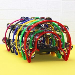 TOMTOP JMS Double Row Handheld Tambourine Metal Jingles Hand Held Plastic Musical Percussion Drum Half Moon