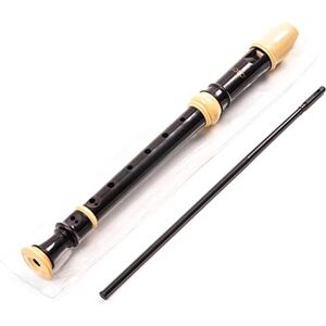 Chord Quality Beginner Descant Recorder for Children - Traditional Soprano Three Piece Black & Cream Recorder (Baroque Fingering) including Clear Carry Case and Cleaning Rod DR205