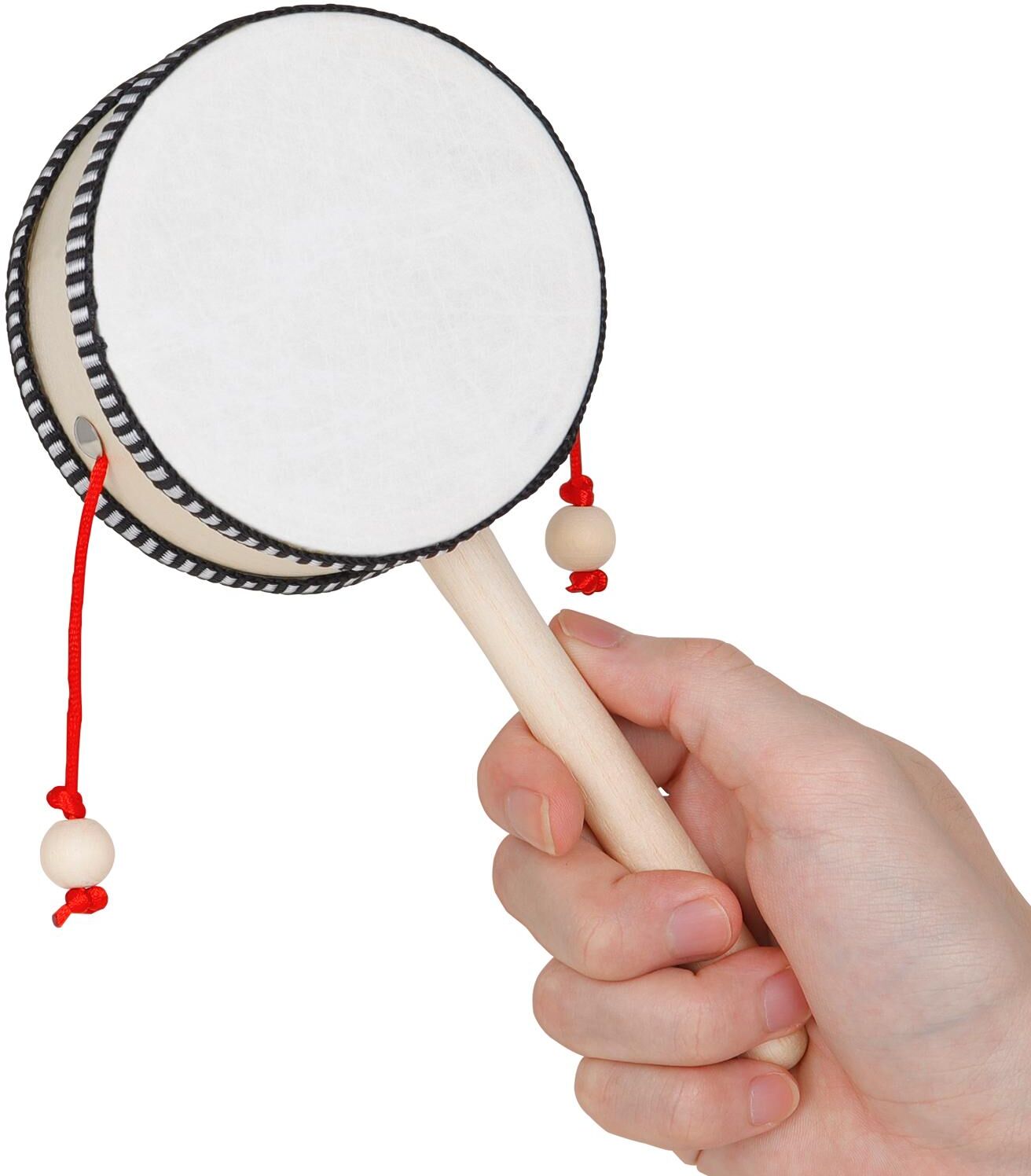 TOMTOP JMS 4-inch Rattle-drum Wooden Shaking Drum Rattle Spin Drum Hand Shaking Drum Handheld Musical