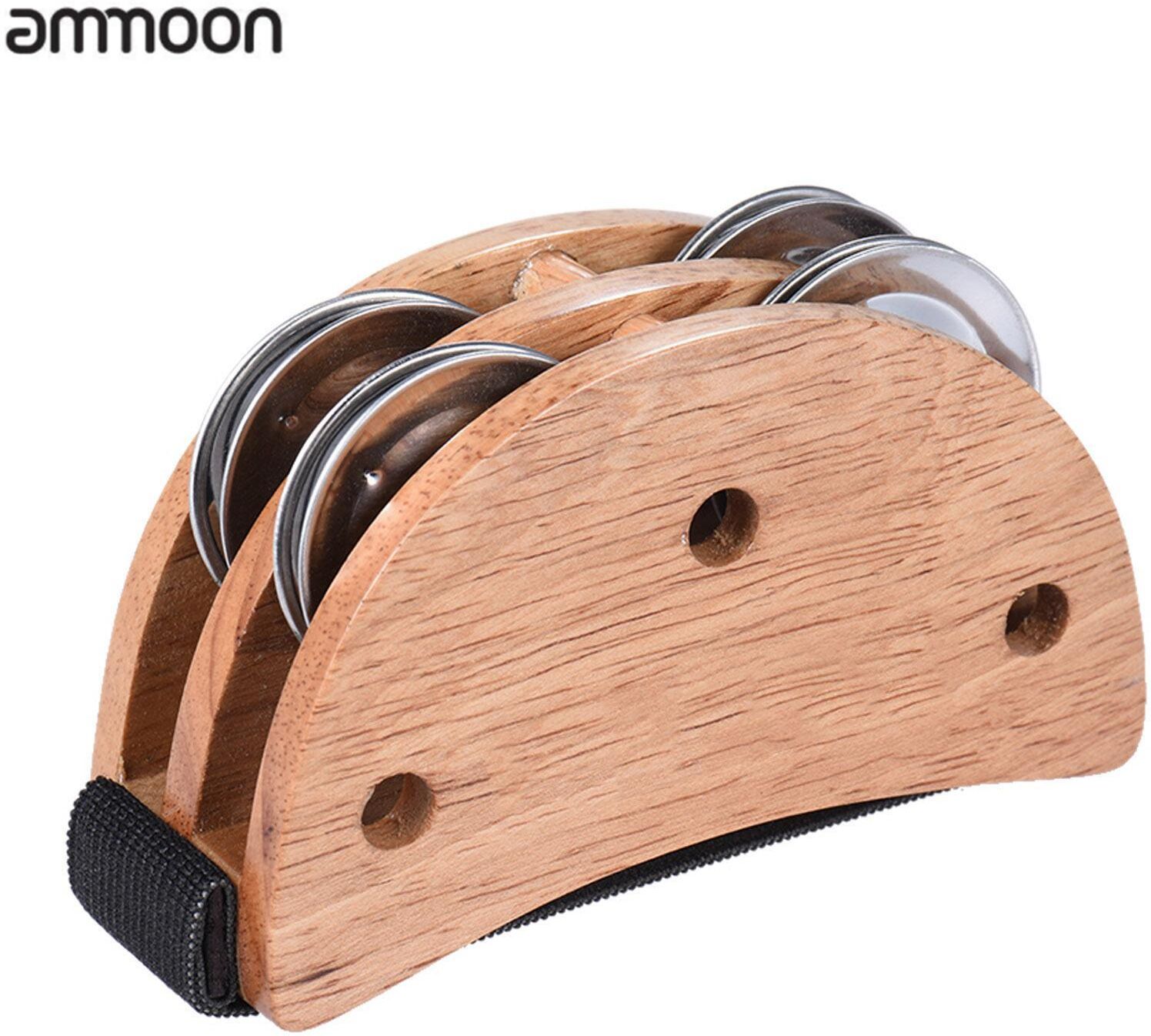 Ammoon Elliptical Cajon Box Drum Companion Accessory Foot Jingle Tambourine for Hand Percussion Instruments