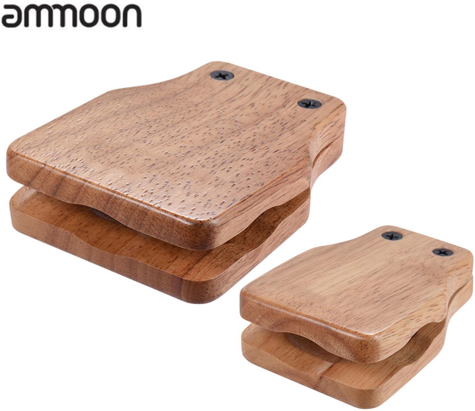 ammoon Large & Medium 2pcs Cajon Box Drum Companion Accessory Castanets for Hand Percussion Instruments