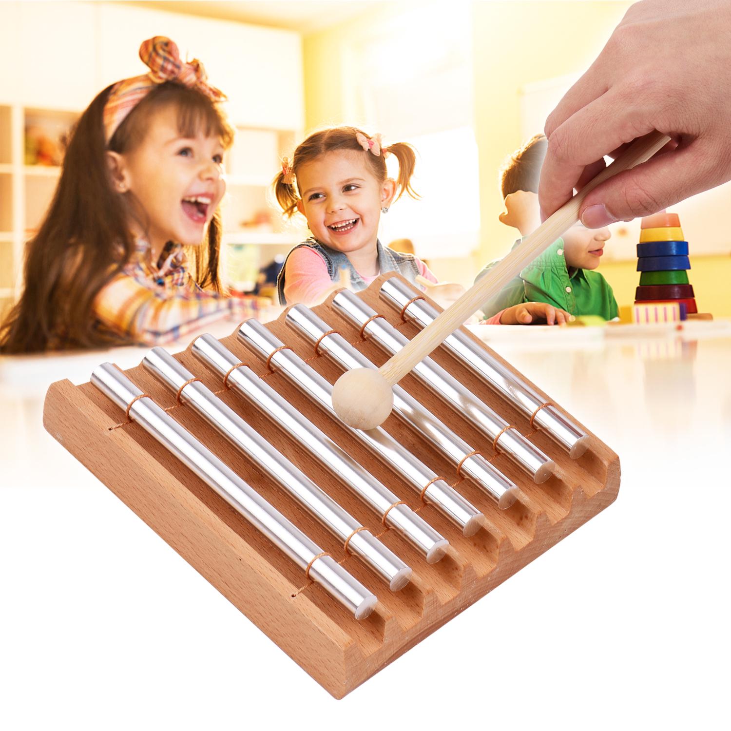 TOMTOP JMS Tone Wooden Chimes with Mallet Percussion Instrument for Prayer Yoga Meditation Musical Chime Toy for Children Teachers" Classroom Reminder Bell