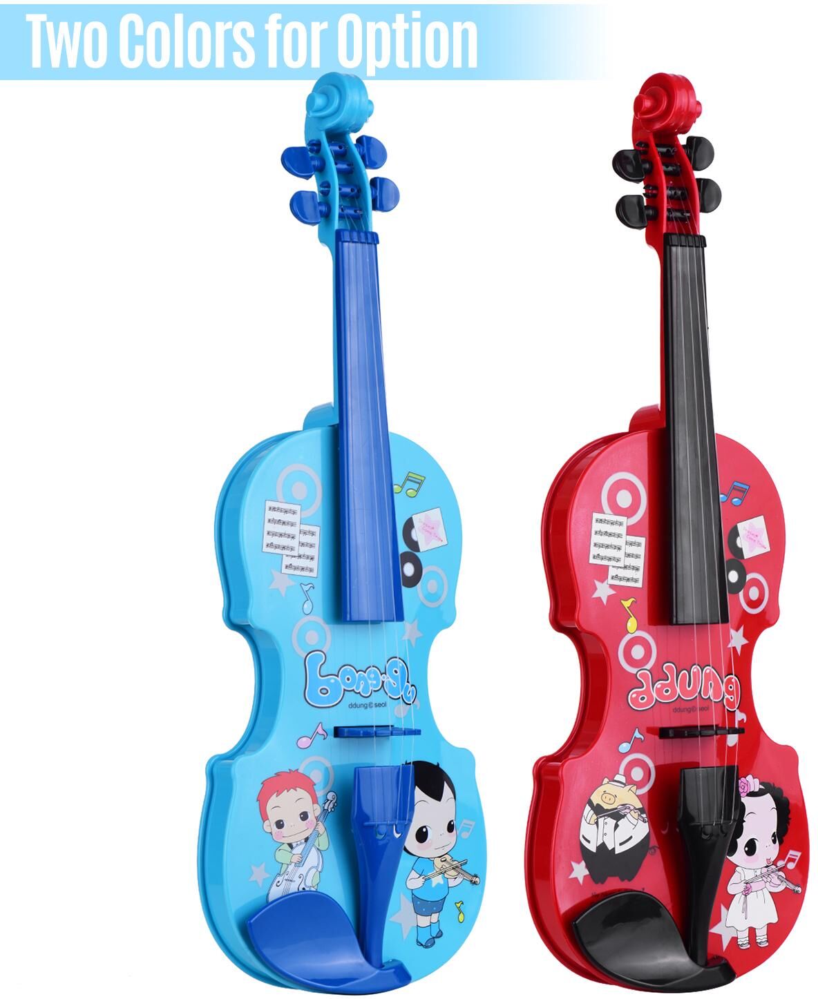 TOMTOP JMS Kids Little Violin with Violin Bow Fun Educational Musical Instruments Electronic Violin Toy for