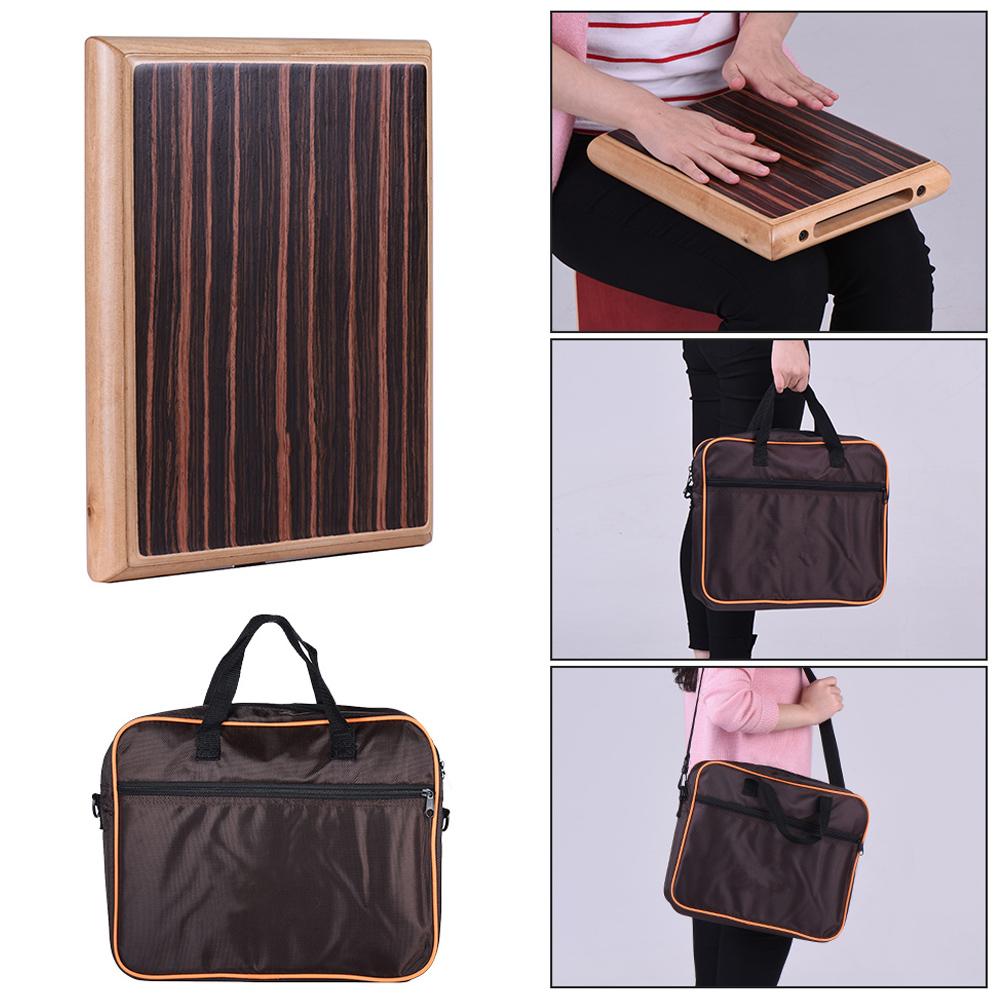ammoon Compact Travel Box Drum Cajon Flat Hand Drum Percussion Instrument with Adjustable Strings Carrying Bag