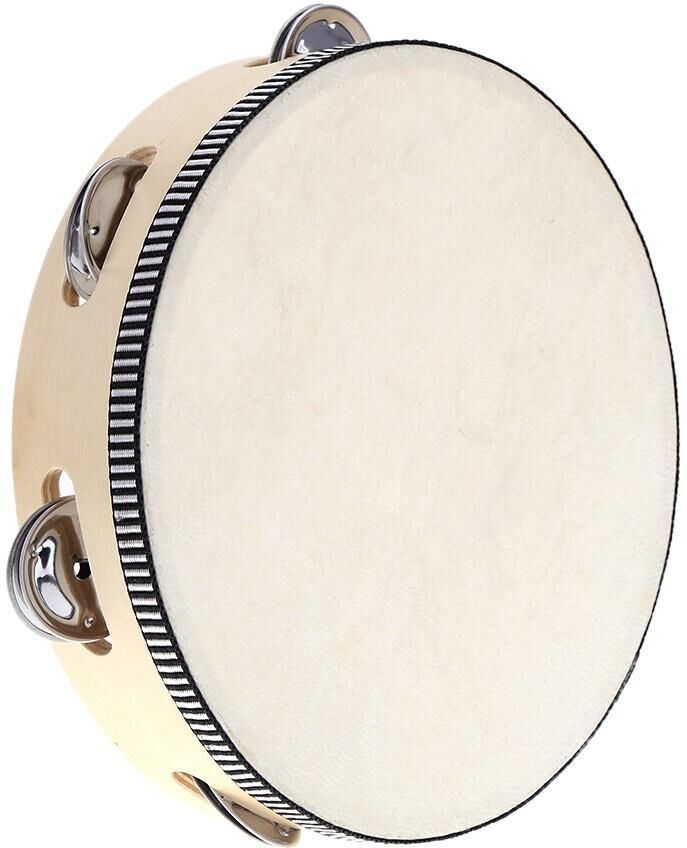 TOMTOP JMS 8" Hand Held Tambourine Drum Bell Birch Metal Jingles Percussion Musical Educational Toy Instrument for KTV Party Kids Games