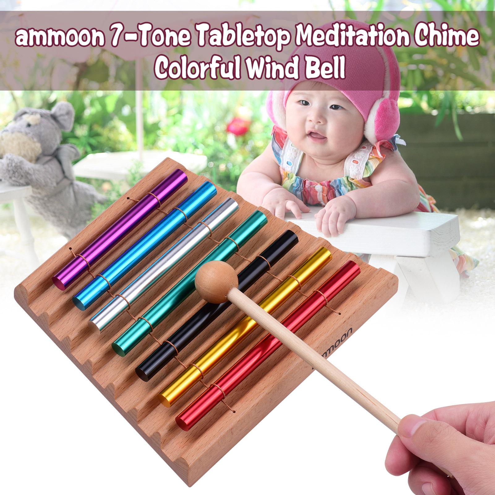 Ammoon 7-Tone Tabletop Chimes Meditation Chime Colorful Wind Bell Children Educational Musical Toy