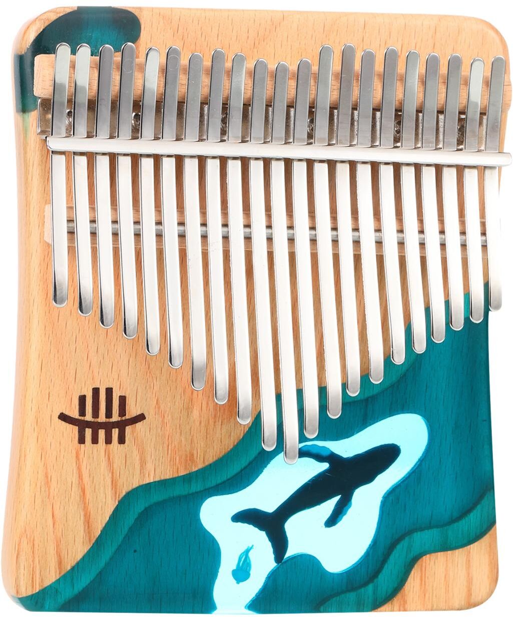 TOMTOP JMS Hluru 21 Keys Kalimba Thumb Piano Beech Wood Thumb Finger Piano Musical Instrument Blue Ocean Whale