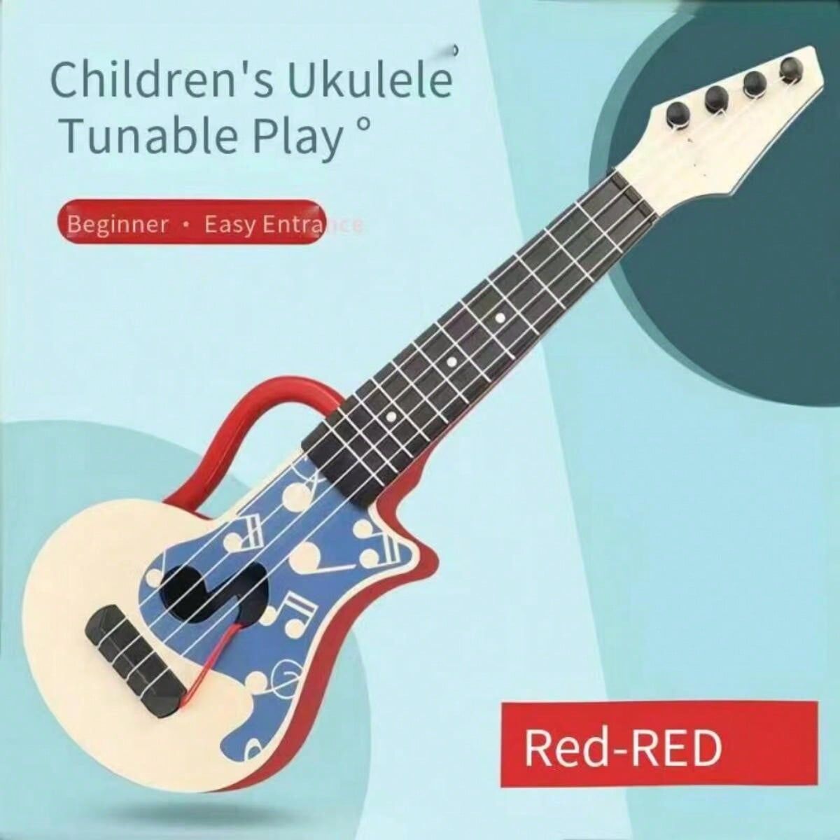 SHEIN Children's Ukulele Guitar Toy, Playable Beginner Instrument For Music Education Enlightenment Red one-size