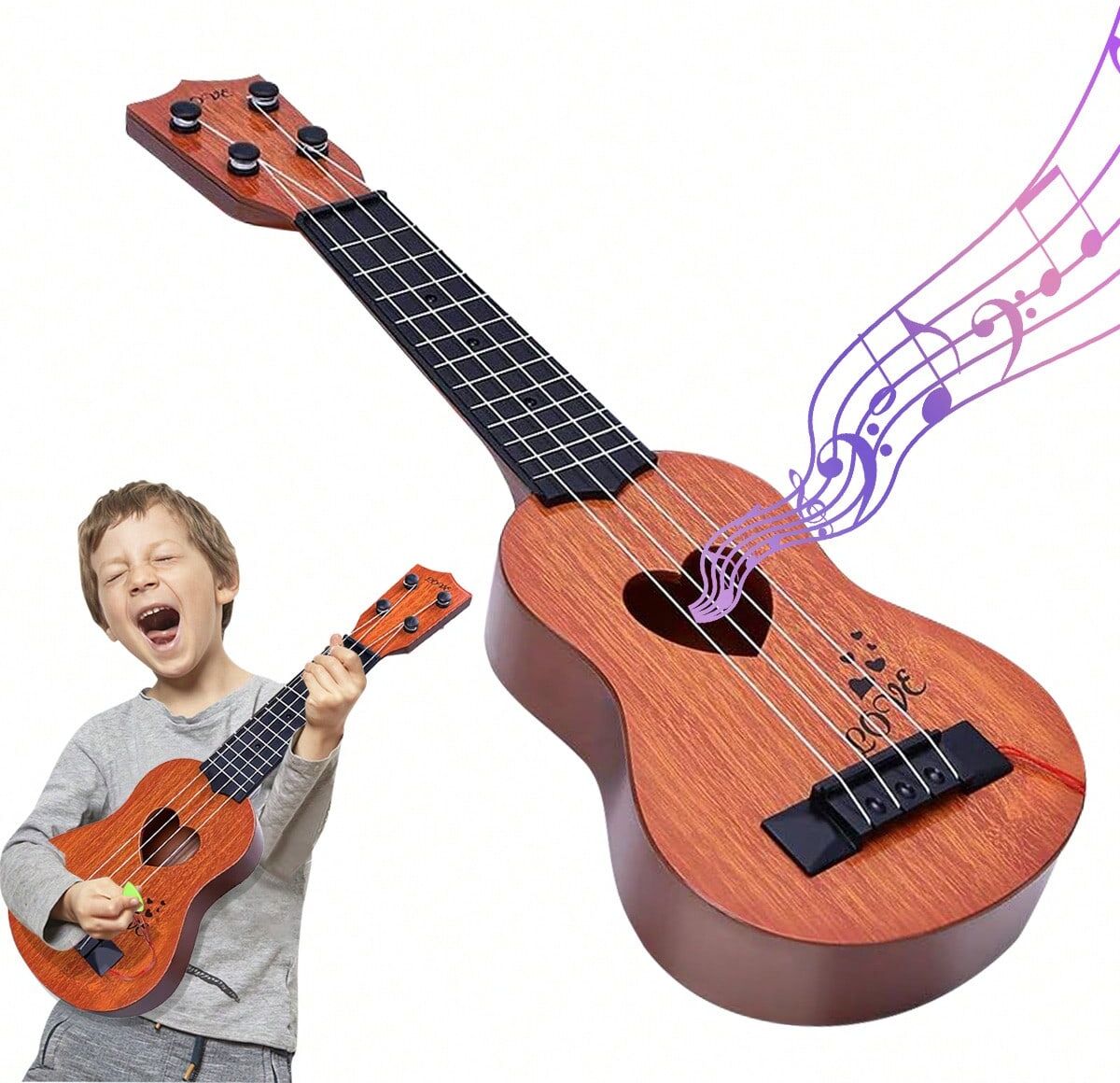 SHEIN 17.32 Inch Kids Toy Classical Ukulele Guitar Musical Instrument Educational Toys Brown Toddlers And Beginners Brown 17.32 Inch