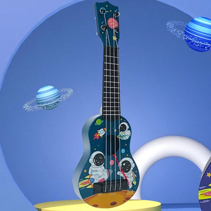 SHEIN 17" Kids Toy Guitar With Astronaut Pattern For Girls Boys, Mini Toddler Ukulele Guitar With 4 Strings Keep Tones Can Play For 3, 4, 5, 6 Year Old Kids Musical Instruments Educational Toys For Beginner (1 Pack) Blue one-size