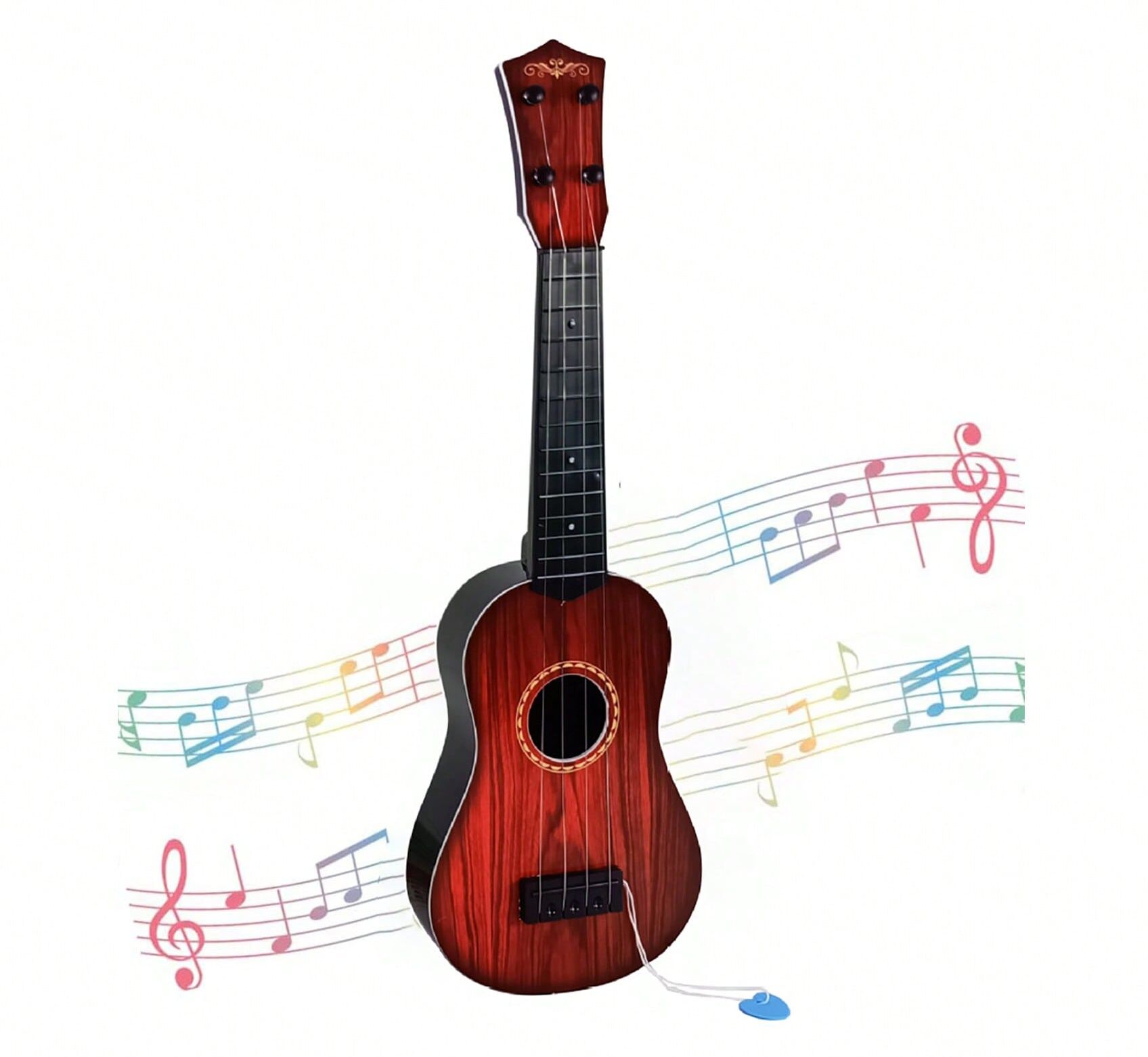 SHEIN 1 Pcs 21in Ukulele Guitar - 4 Strings Mini Guitar Musical Instruments Educational Toys with Picks for Beginner (Two Colors are available) Mahogany Redwood one-size