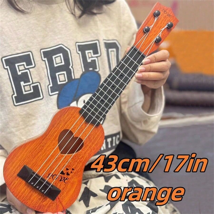 SHEIN 17in Orange Ukulele For Children, Entry Level Beginner Musical Instrument Toy Guitar, Stringed Instrument, Educational Music Toy [43cm] Orange Ukulele-comes With Picking Pieces SKU title size