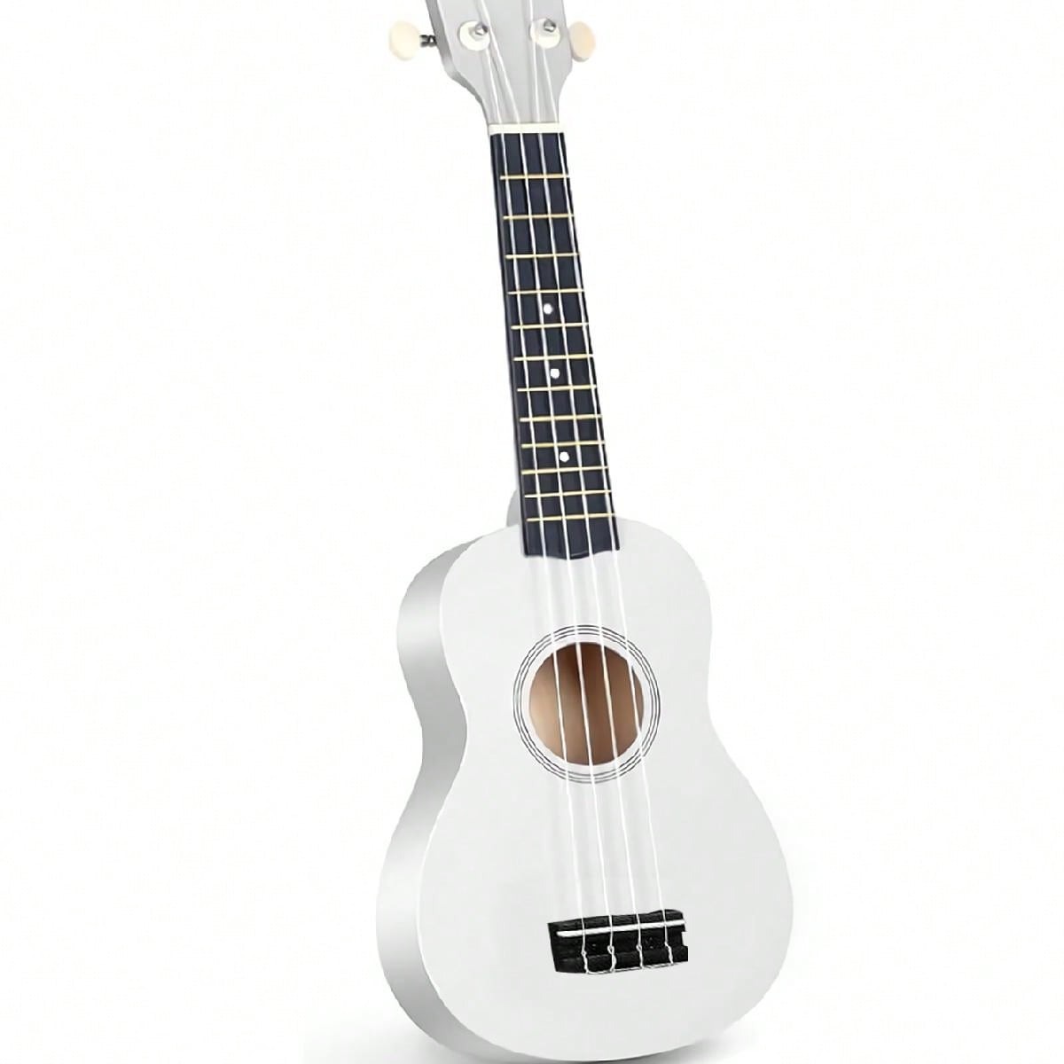 SHEIN 1 Pc Wood Guitar 21 Inch Ukulele Instrument StarterTrendy Soprano Ukulele For Beginners Hawaiian Ukulele As A Gift White one-size