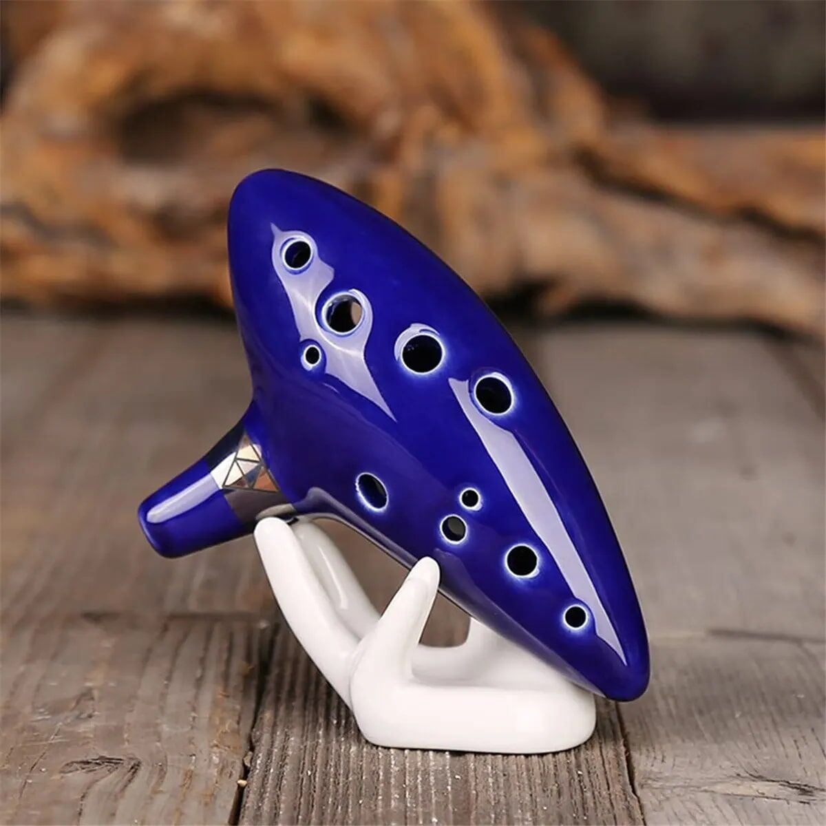 SHEIN 1 Pc Ocarina,12 Tones Alto C Ceramic Ocarina Musical Instrument With Song Book Neck String Neck Cord Carry Bag, Blue Purple one-size