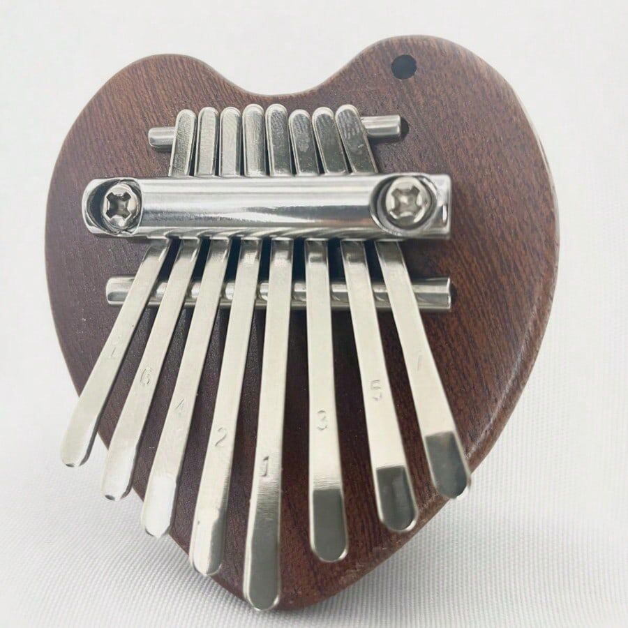 SHEIN Mini 8-Note Kalimba Thumb Piano Musical Instrument With Walnut Wood Love Thumb Piano 6.6cm*6cm*2.6cm