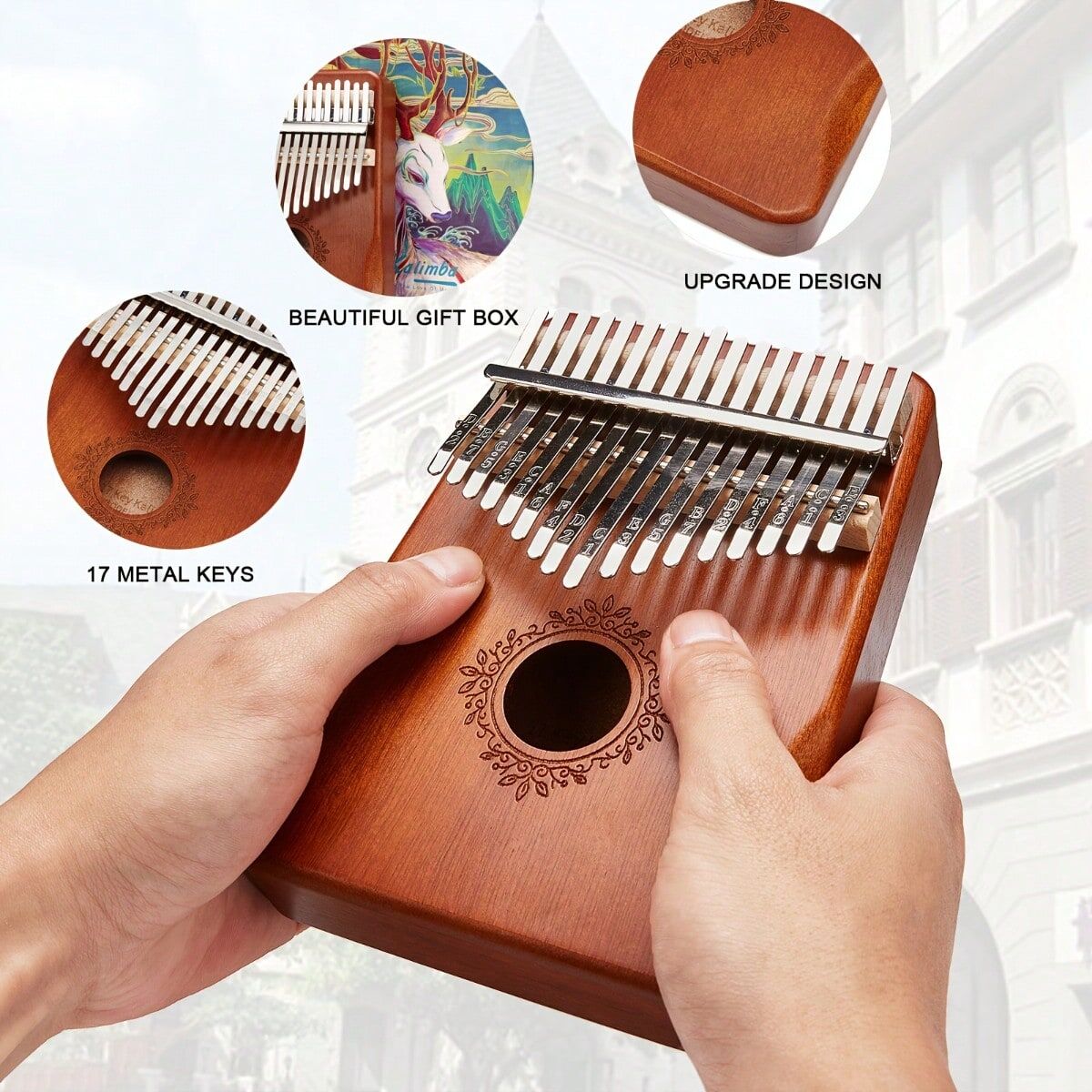SHEIN Kalimba Thumb Piano 21 Keys Thumbsticks Organs Beginners Musical Instruments Musical Instruments Gift,Christmas And Halloween Gift,Thanksgiving Gift Brown 18*12.7*11.43cm