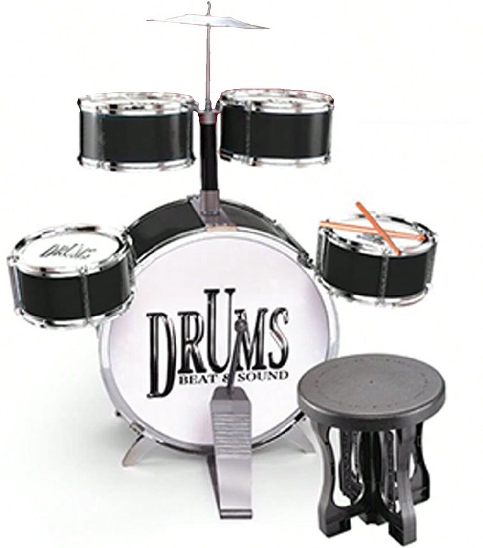 SHEIN 1 Set Random Color Full Size Drum Set, Jazz Drum, Musical Instrument And Toy, Ideal For Beginner, Newbie, Home-Practice With A Stool, Random Delivery Multicolor one-size