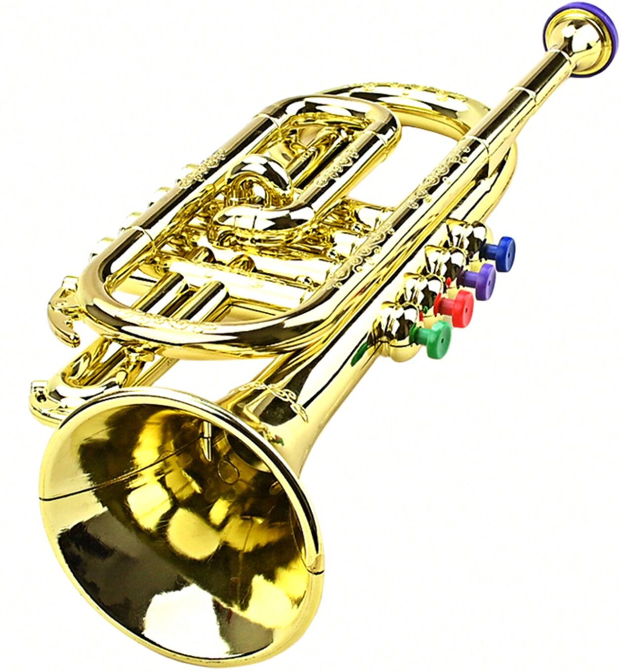 SHEIN 1pc Beginner's Trumpet Suitable For Wind And Brass Instruments Combination With Color-Coded Keys Gold one-size