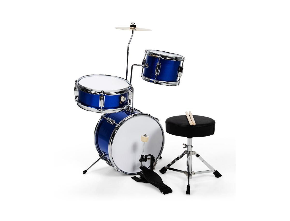 Slickblue 5 Pieces Junior Drum Set with 5 Drums - Blue