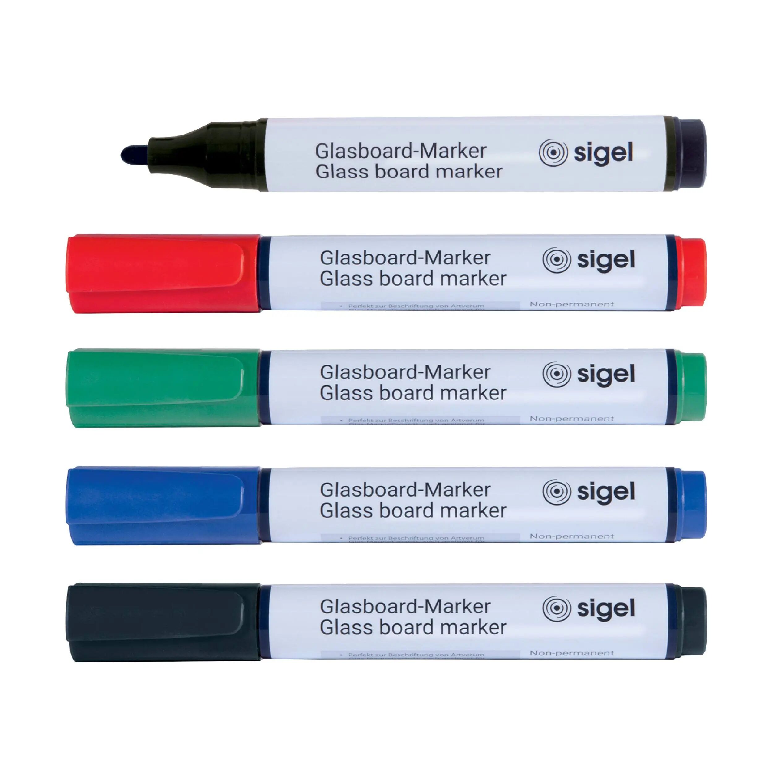 Sigel artverum® Marker für Glas-Magnetboard 5er-Set  mehrfarbig