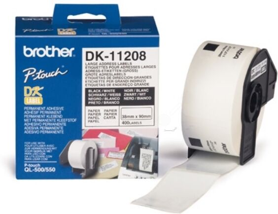 Brother Original Brother P-Touch QL 600 Etiketten (DK-11208) 38mm x 90mm, Inhalt: 400 - ersetzt Labels DK11208 für Brother P-Touch QL600