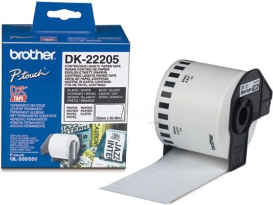 Brother Original Brother P-Touch QL 570 Etiketten (DK-22205) weiß 62mm x 30,48m - ersetzt Labels DK22205 für Brother P-Touch QL570