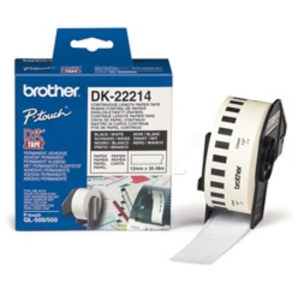 Brother Original Brother P-Touch QL 500 A Etiketten (DK-22214) weiß 12mm x 30,48m - ersetzt Labels DK22214 für Brother P-Touch QL 500A