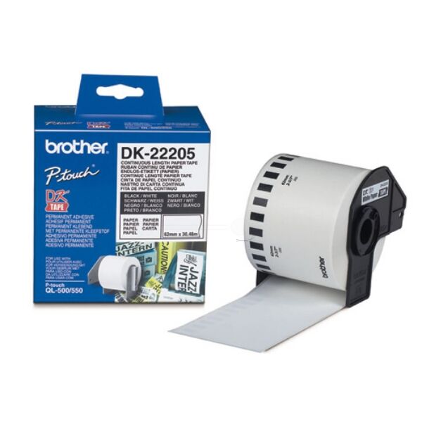 Brother Original Brother P-Touch QL 1100 Etiketten (DK-22205) weiß 62mm x 30,48m - ersetzt Labels DK22205 für Brother P-Touch QL1100