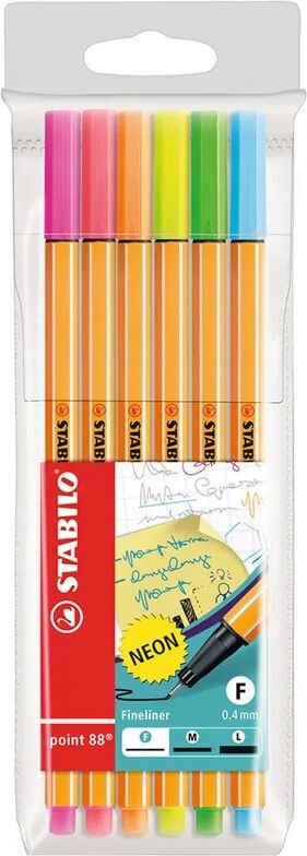 STABILO® Fineliner POINT 88 mit 6 Neon-Farben in bunt