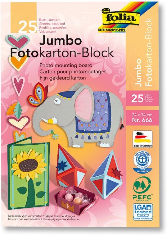 folia Fotokarton-Block JUMBO 25-teilig in bunt