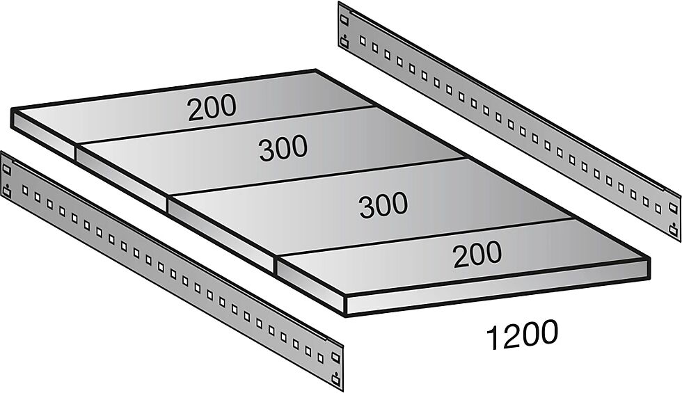 Fachboden für CLEANA-Steckregal Bodenbreite 1200 mm Tiefe 1000 mm