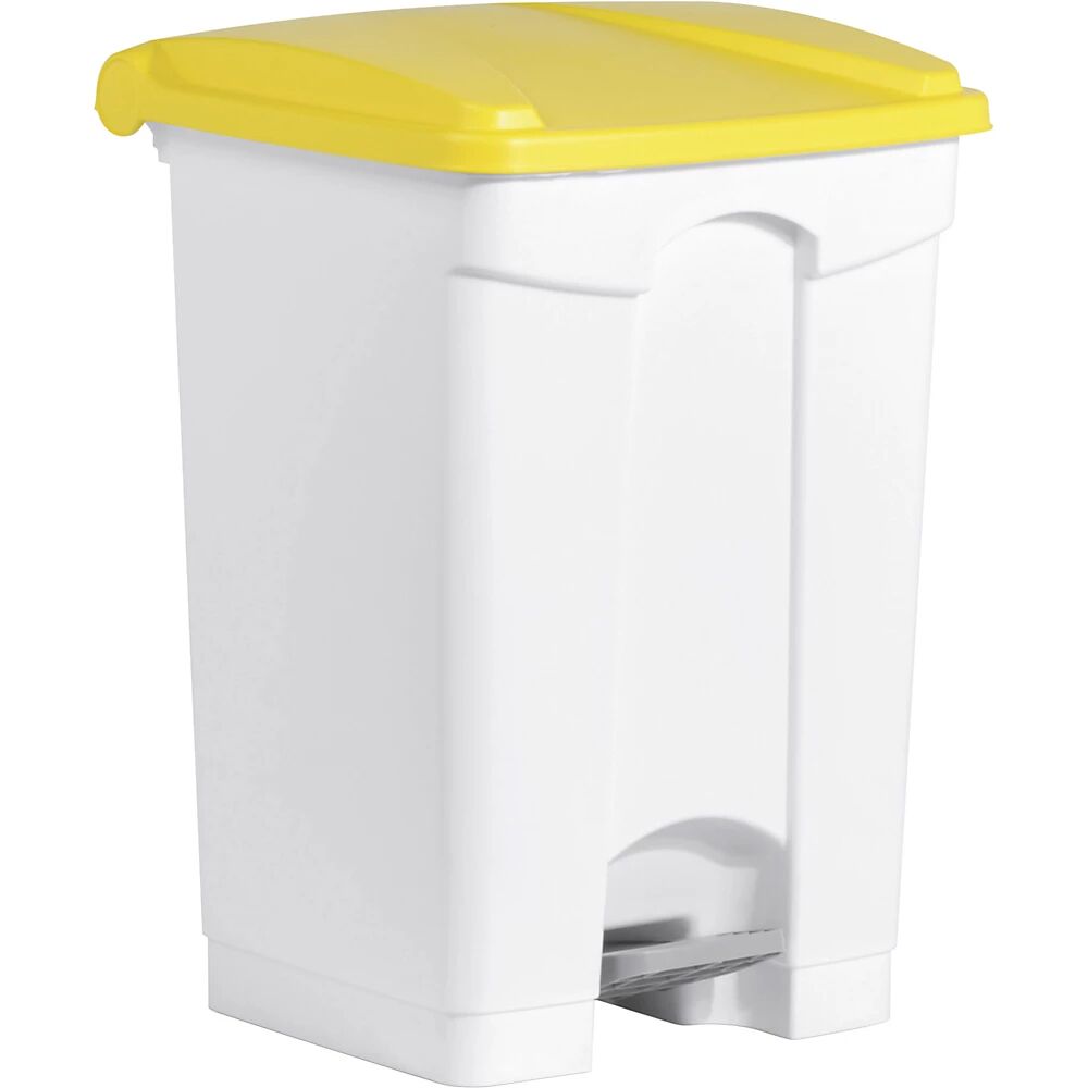 helit Tretabfallbehälter Volumen 45 l, BxHxT 410 x 605 x 400 mm weiß, Deckel gelb