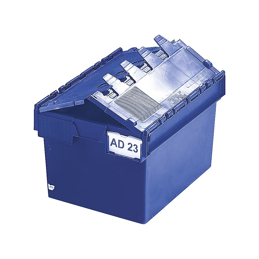 Mehrweg-Stapelbehälter mit Klappdeckel Inhalt 54 Liter, LxBxH 600 x 400 x 320 mm blau, ab 10 Stück