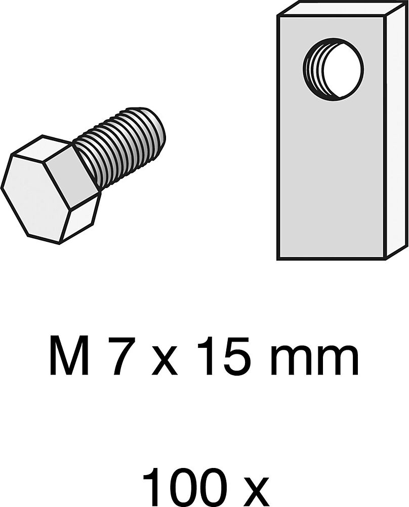 hofe Schrauben M 7 x 15 mm, VE 100 Stk mit Spezialmuttern