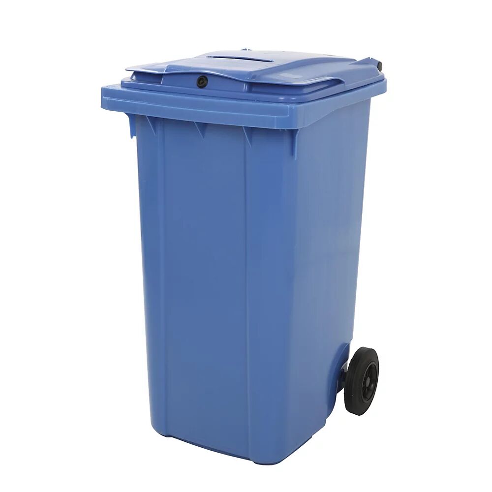 Mülltonne, 240 l Volumen mit Papierschlitz, abschließbar blau