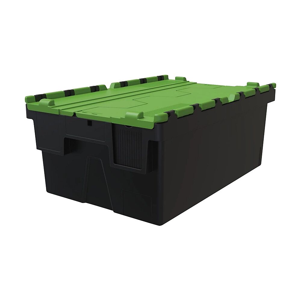 Mehrweg-Stapelbehälter, VE 5 Stk LxBxH 600 x 400 x 250 mm schwarz, Deckel grün