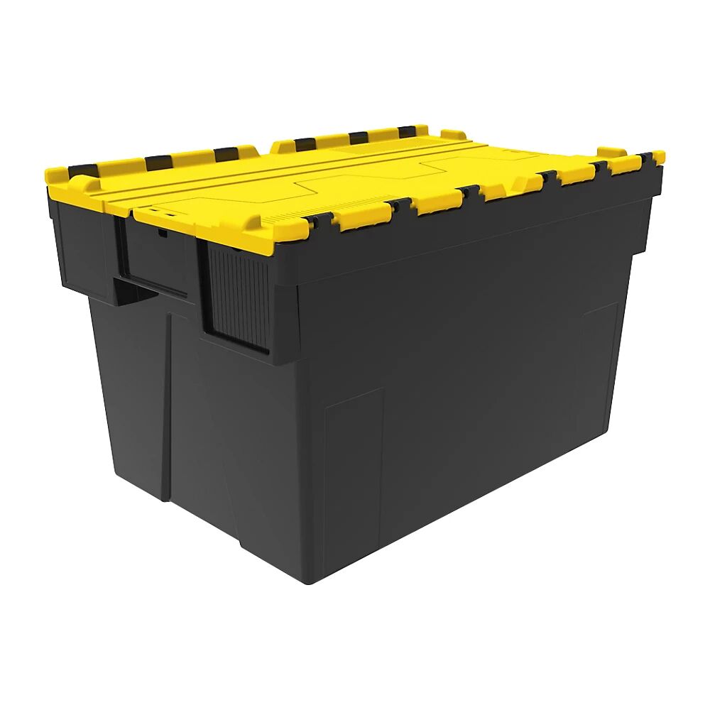 Mehrweg-Stapelbehälter, VE 5 Stk LxBxH 600 x 400 x 365 mm schwarz, Deckel gelb