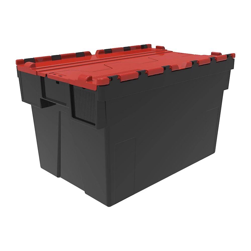Mehrweg-Stapelbehälter, VE 5 Stk LxBxH 600 x 400 x 365 mm schwarz, Deckel rot