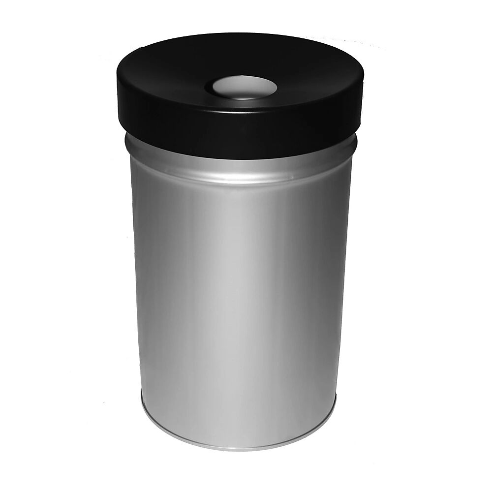 Abfallbehälter, selbstlöschend Volumen 60 l, HxØ 630 x 392 mm grau