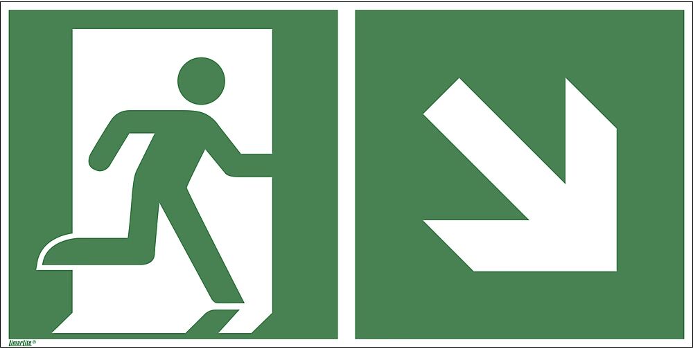 Rettungswege rechts abwärts, VE 10 Stk Kunststoff, 400 x 200 mm