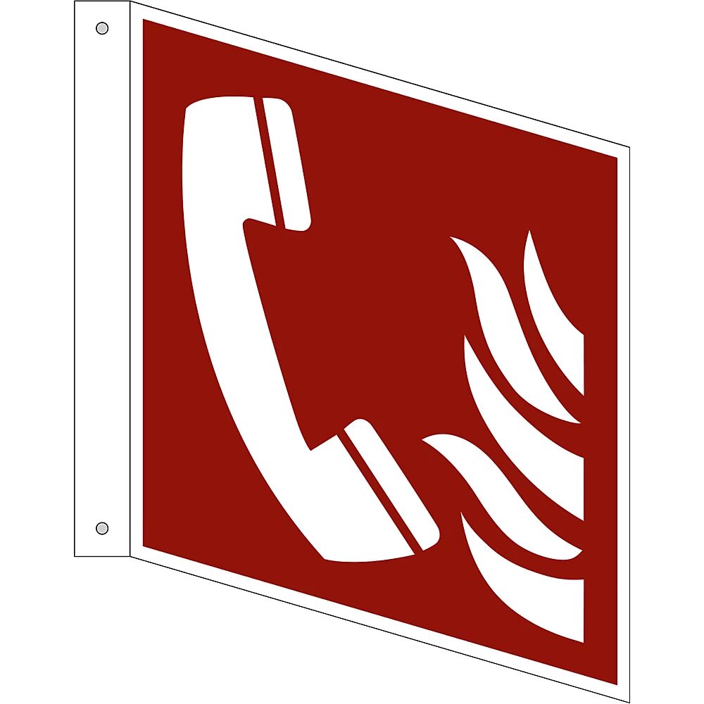 Brandschutzzeichen Brandmeldetelefon, VE 10 Stk Kunststoff, Fahnenschild, 200 x 200 mm