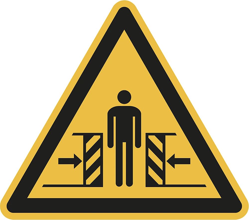 Warnkennzeichen Warnung vor Quetschgefahr, VE 10 Stk Kunststoff, Schenkellänge 200 mm
