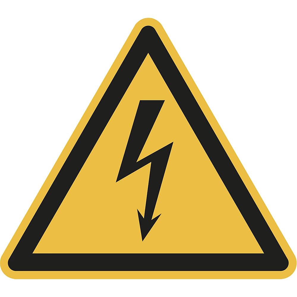 Warnkennzeichen Warnung vor gefährlicher elektrischer Spannung, VE 10 Stk Aluminium, Schenkellänge 200 mm